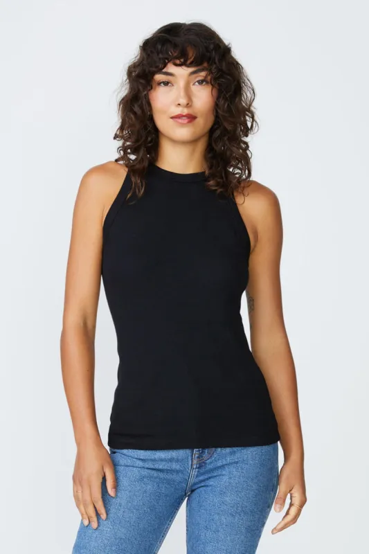 Stateside 2X1 Rib High-Neck Tank in Black sold by Bailey 44