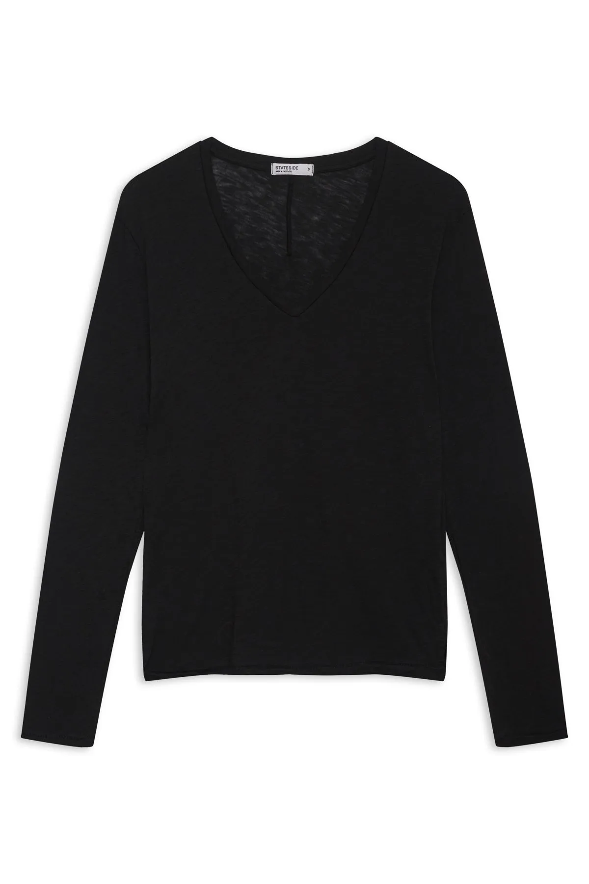 Stateside Supima Slub Jersey Long Sleeve V-Neck in Black sold by Bailey 44