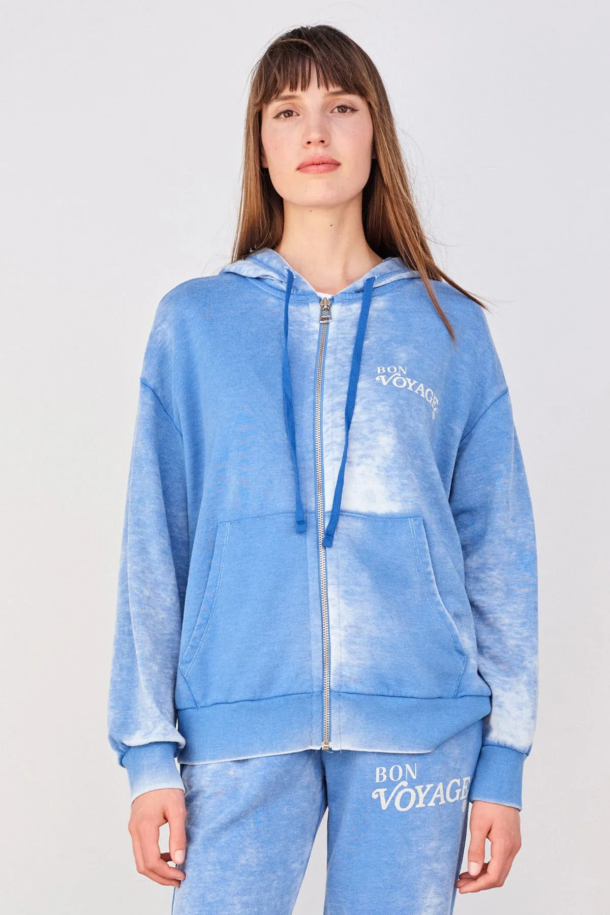 Sundry Bon Voyage Zip Hoodie in Azure sold by Bailey 44