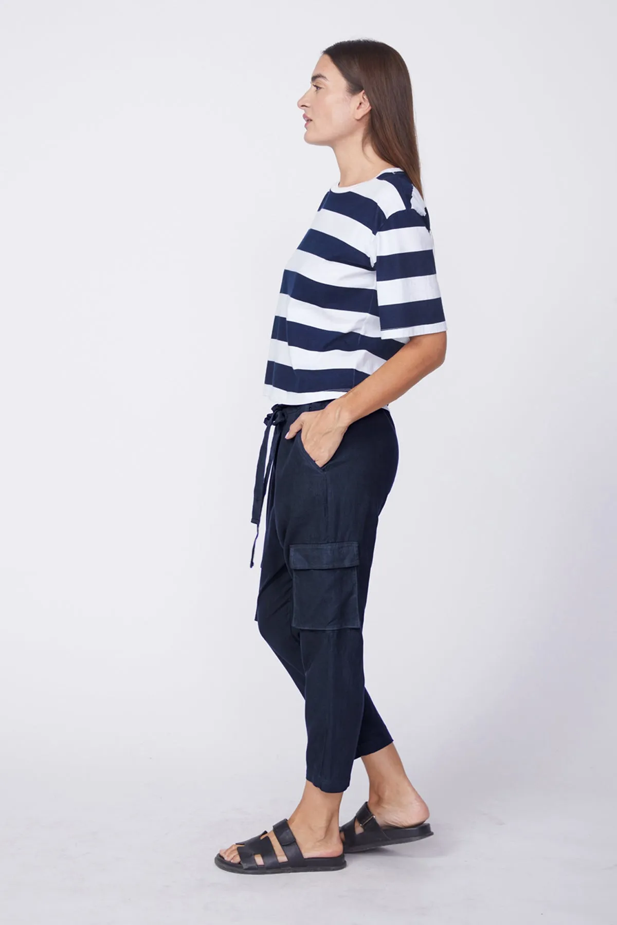 Stateside Linen Paperbag Cargo Pant in New Navy sold by Bailey 44 product image thumbnail 2