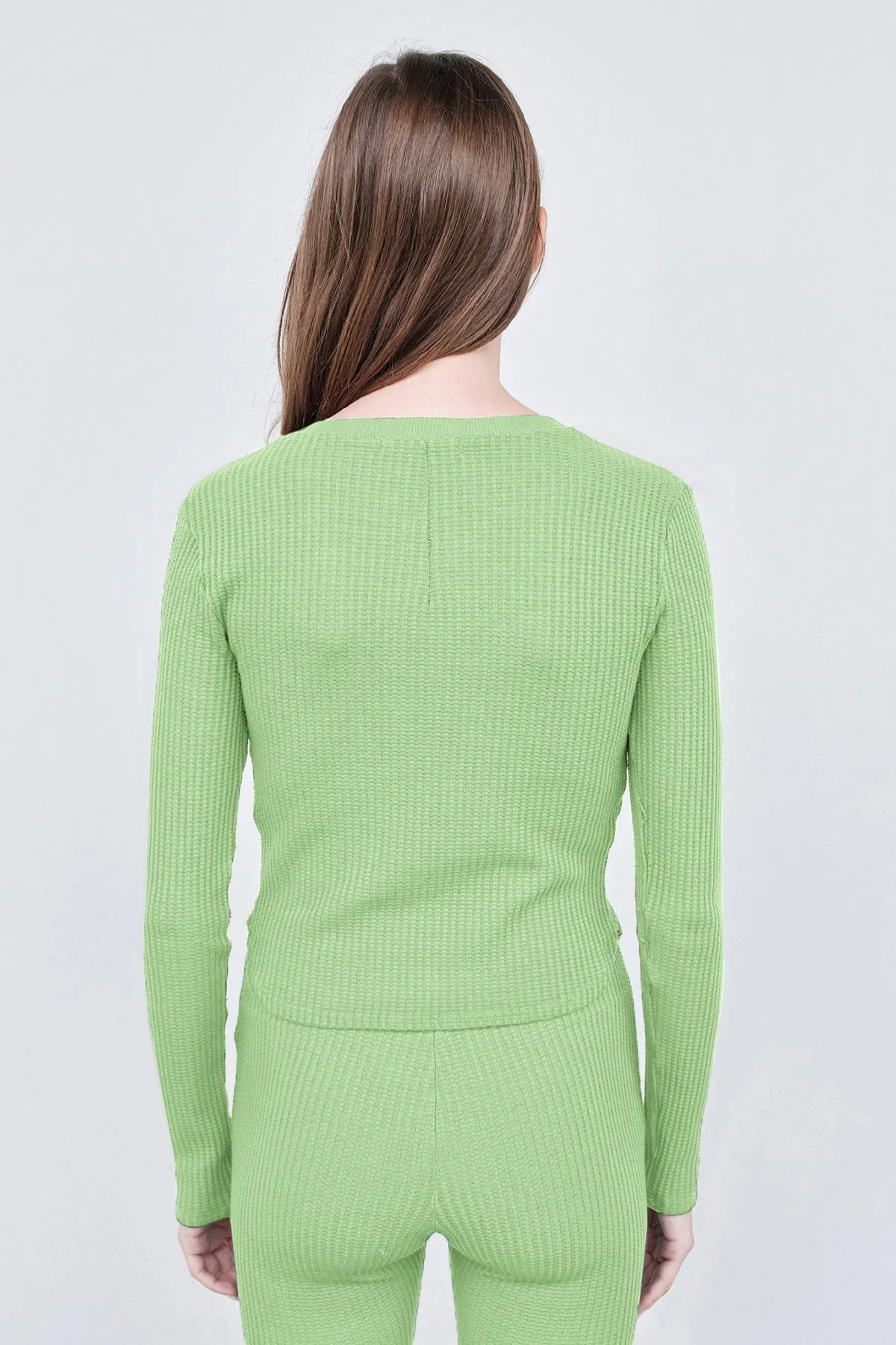 Stateside Luxe Thermal Henley Top in Wasabi sold by Bailey 44 product image thumbnail 3