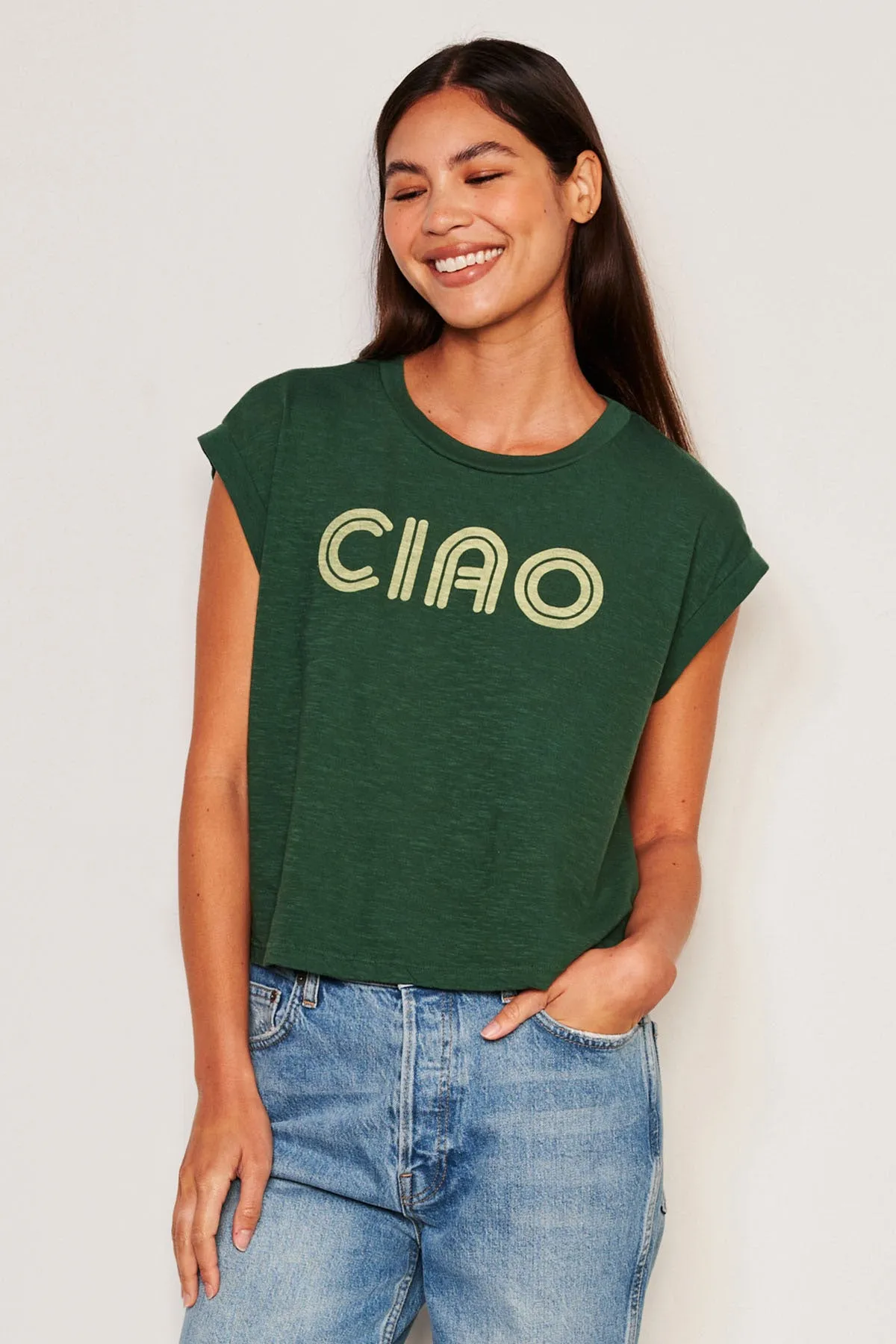 Sundry Ciao Muscle Tank in Everglade sold by Bailey 44 product image thumbnail 4