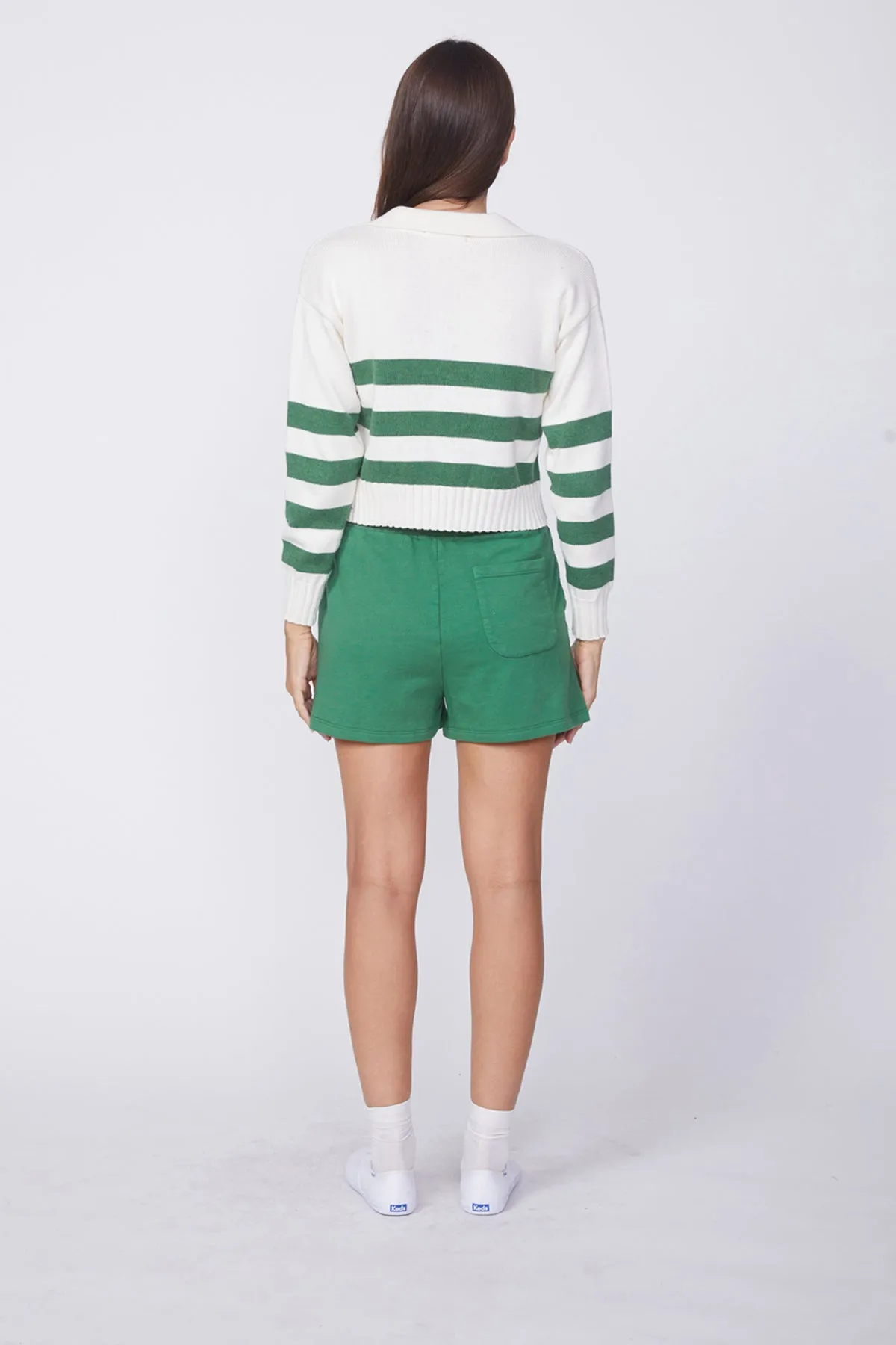 Stateside Cotton Cashmere Embroidered Johnny Collar Sweater in Pine sold by Bailey 44 product image thumbnail 5