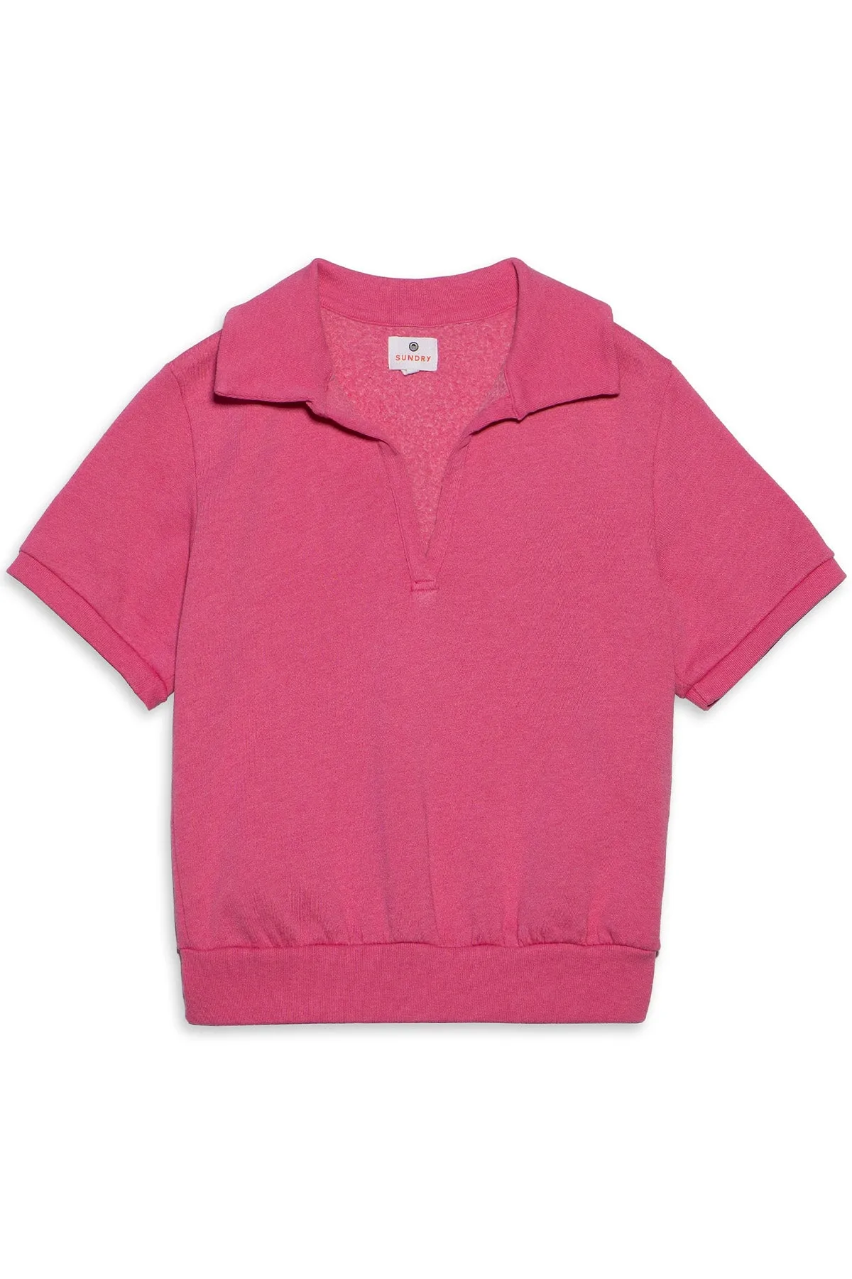 Sundry Short Sleeve Johnny Collar Sweatshirt in Magenta sold by Bailey 44 product image thumbnail 3