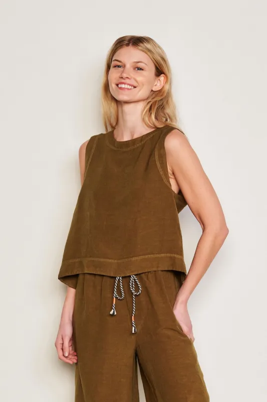 Sundry Shell Tank in Olive sold by Bailey 44