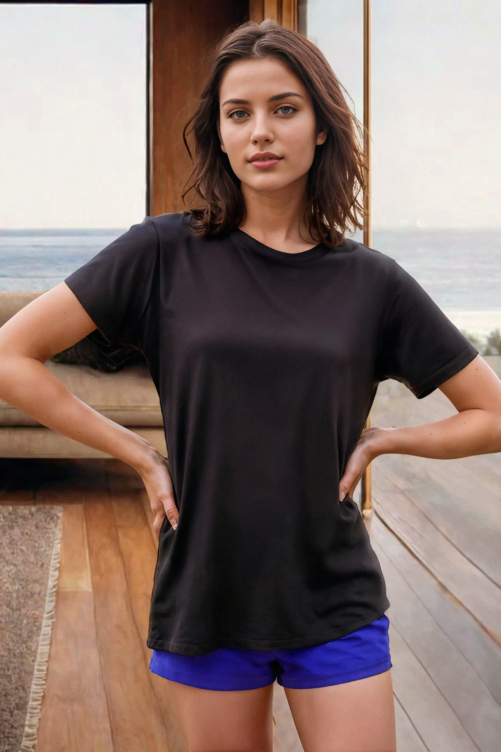 Stateside Supima Slub Jersey Short Sleeve T-Shirt in Black sold by Bailey 44