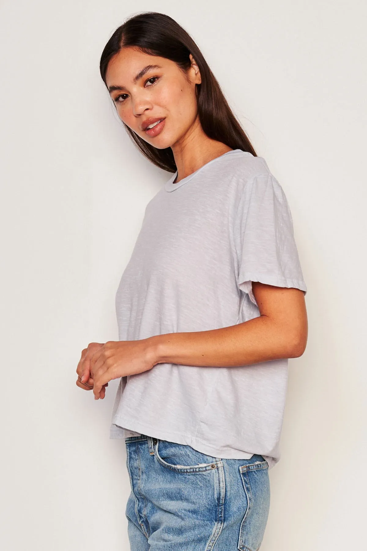 Sundry Crew Neck Tee in Blue Linen sold by Bailey 44 product image thumbnail 2