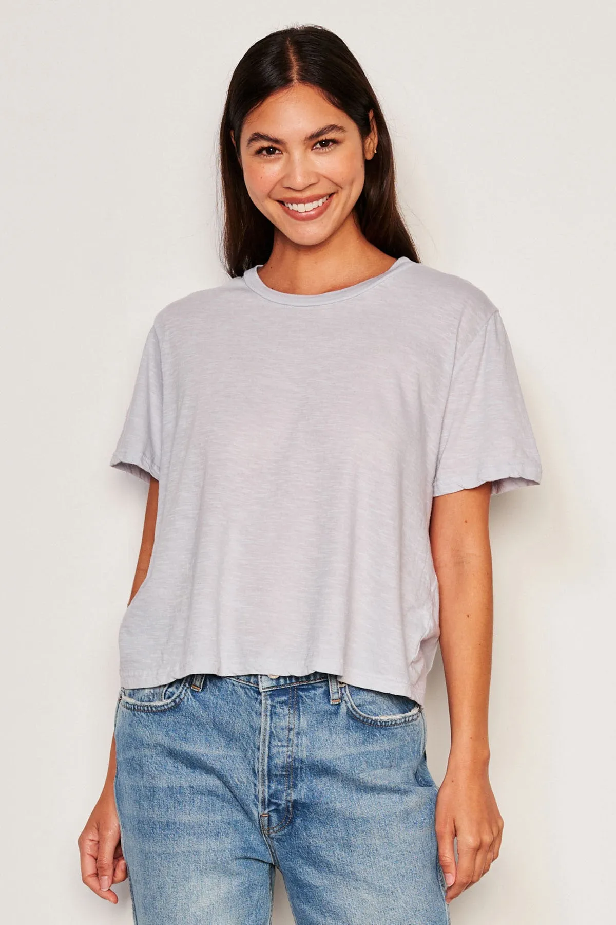 Sundry Crew Neck Tee in Blue Linen sold by Bailey 44