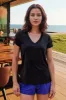Stateside Supima Slub Short Sleeve V-Neck T-Shirt in Black sold by Bailey 44
