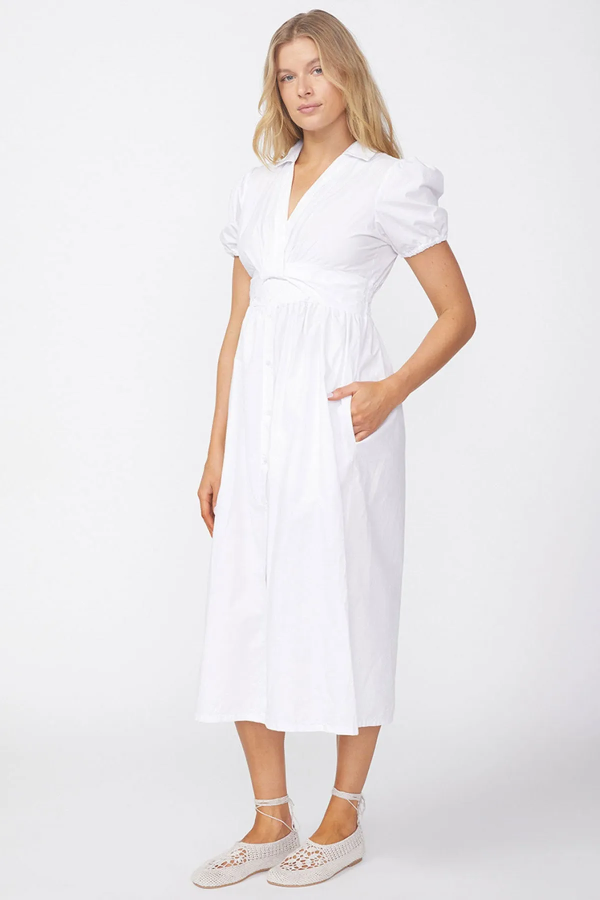 Stateside Fine Poplin Twist Front Maxi Dress in White sold by Bailey 44 product image thumbnail 4