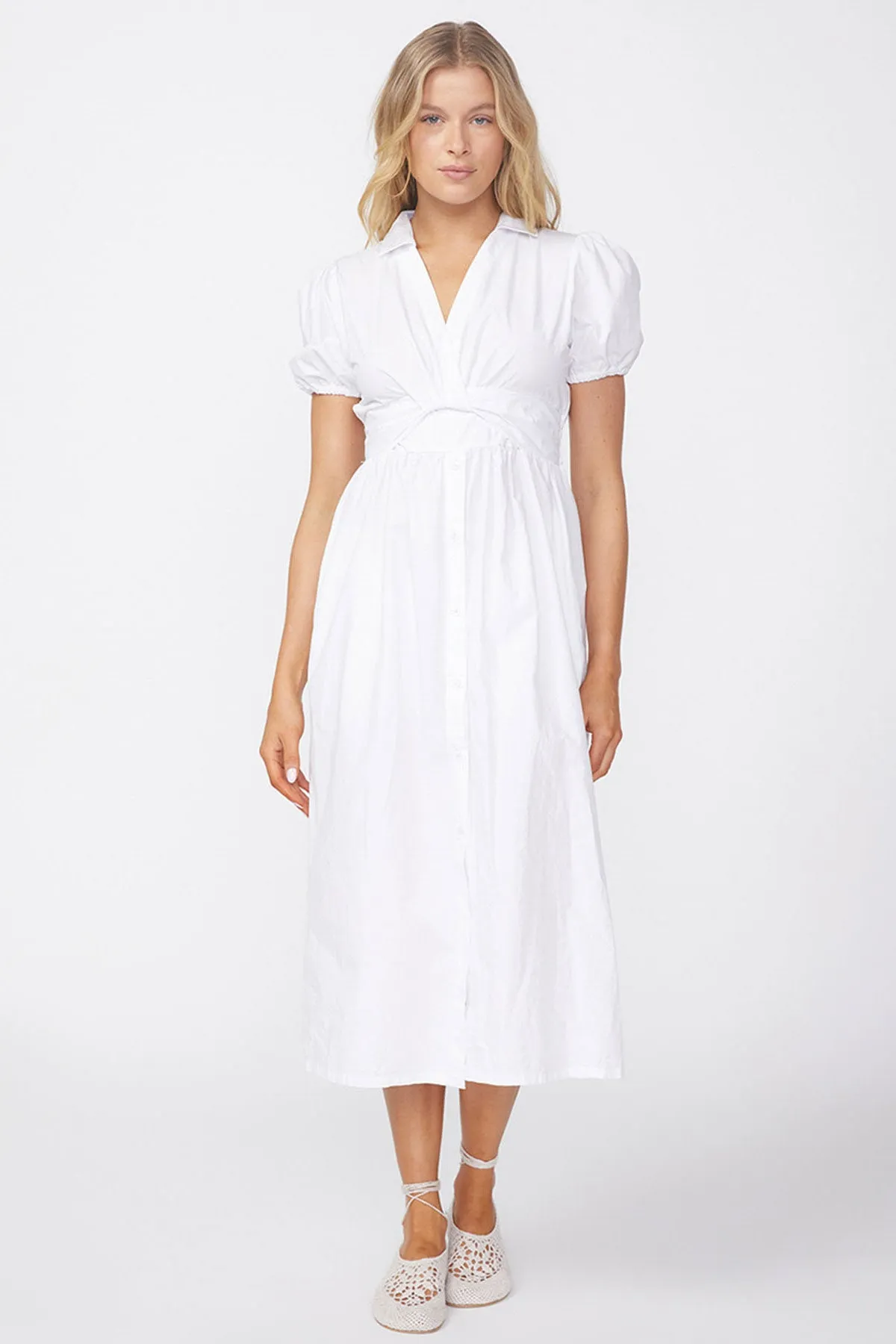 Stateside Fine Poplin Twist Front Maxi Dress in White sold by Bailey 44 product image thumbnail 3