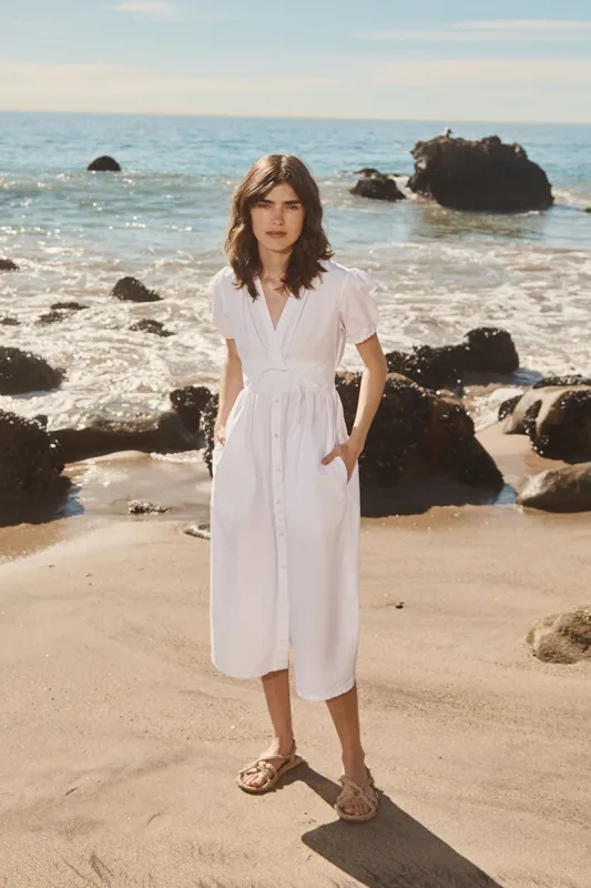 Stateside Fine Poplin Twist Front Maxi Dress in White sold by Bailey 44