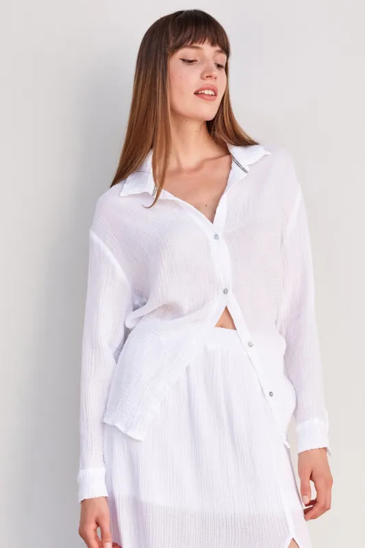 Sundry Long Sleeve Button Down in White sold by Bailey 44