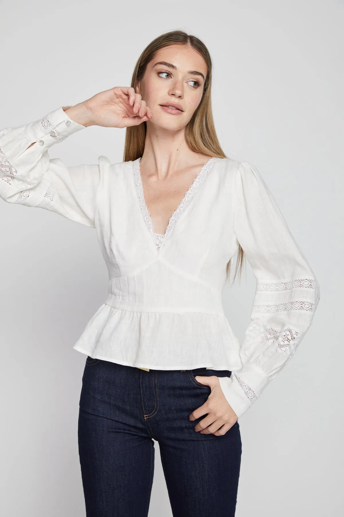Bailey 44 Diane Linen Top in Creme sold by Bailey 44
