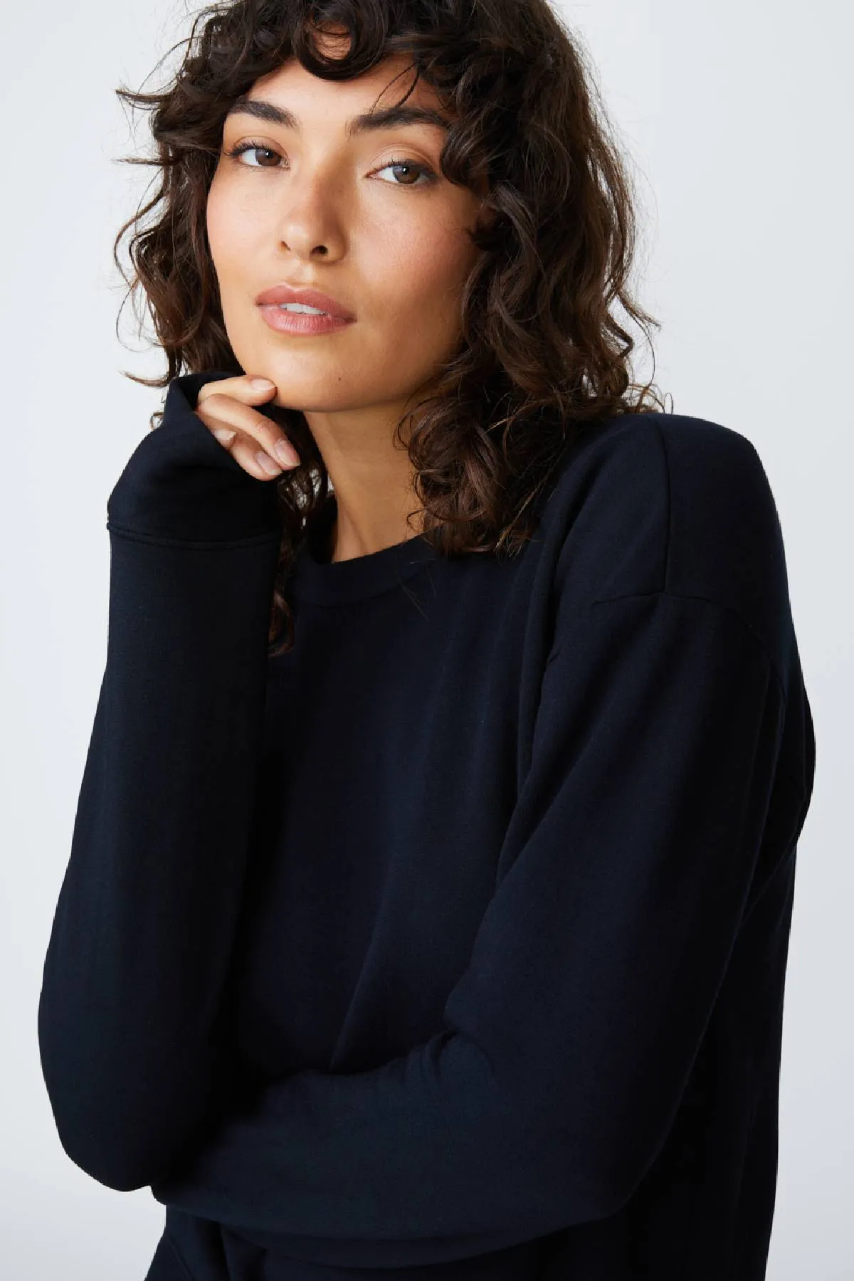 Stateside Softest Fleece Crewneck Sweatshirt in Black sold by Bailey 44 product image thumbnail 4