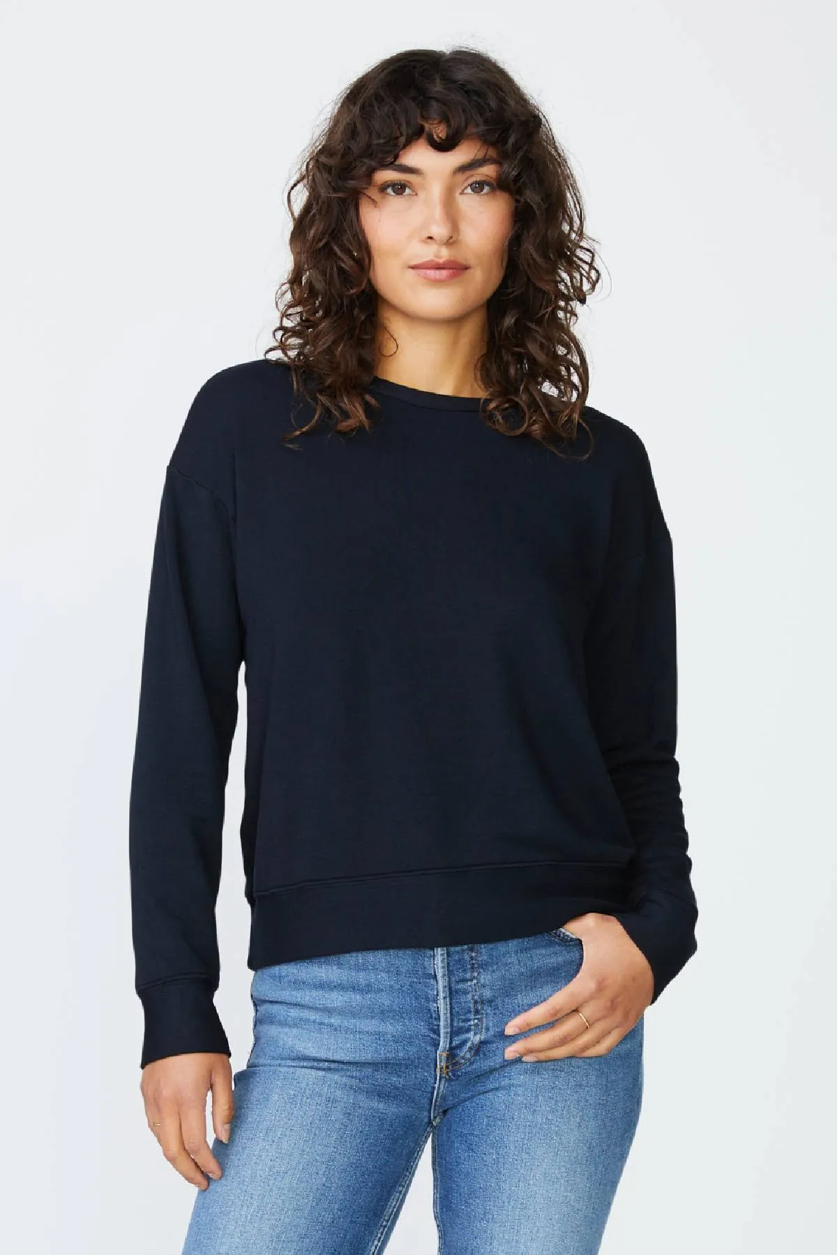 Stateside Softest Fleece Crewneck Sweatshirt in Black sold by Bailey 44