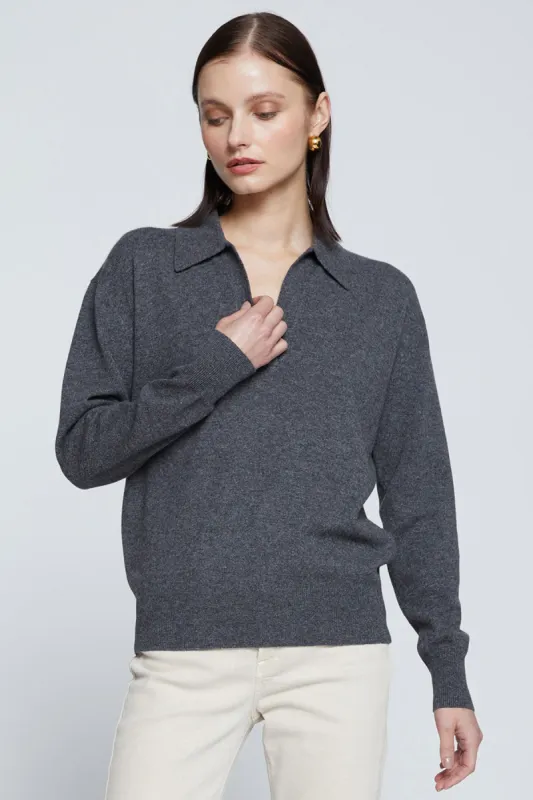 Stateside Johnny Collar Sweater in Charcoal sold by Bailey 44