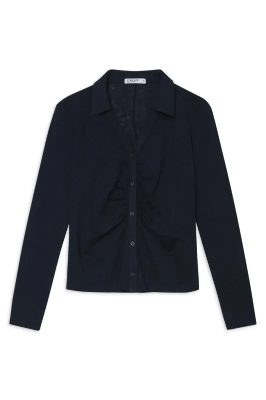 Stateside Supima Slub Ruched Front Shirt in New Navy sold by Bailey 44