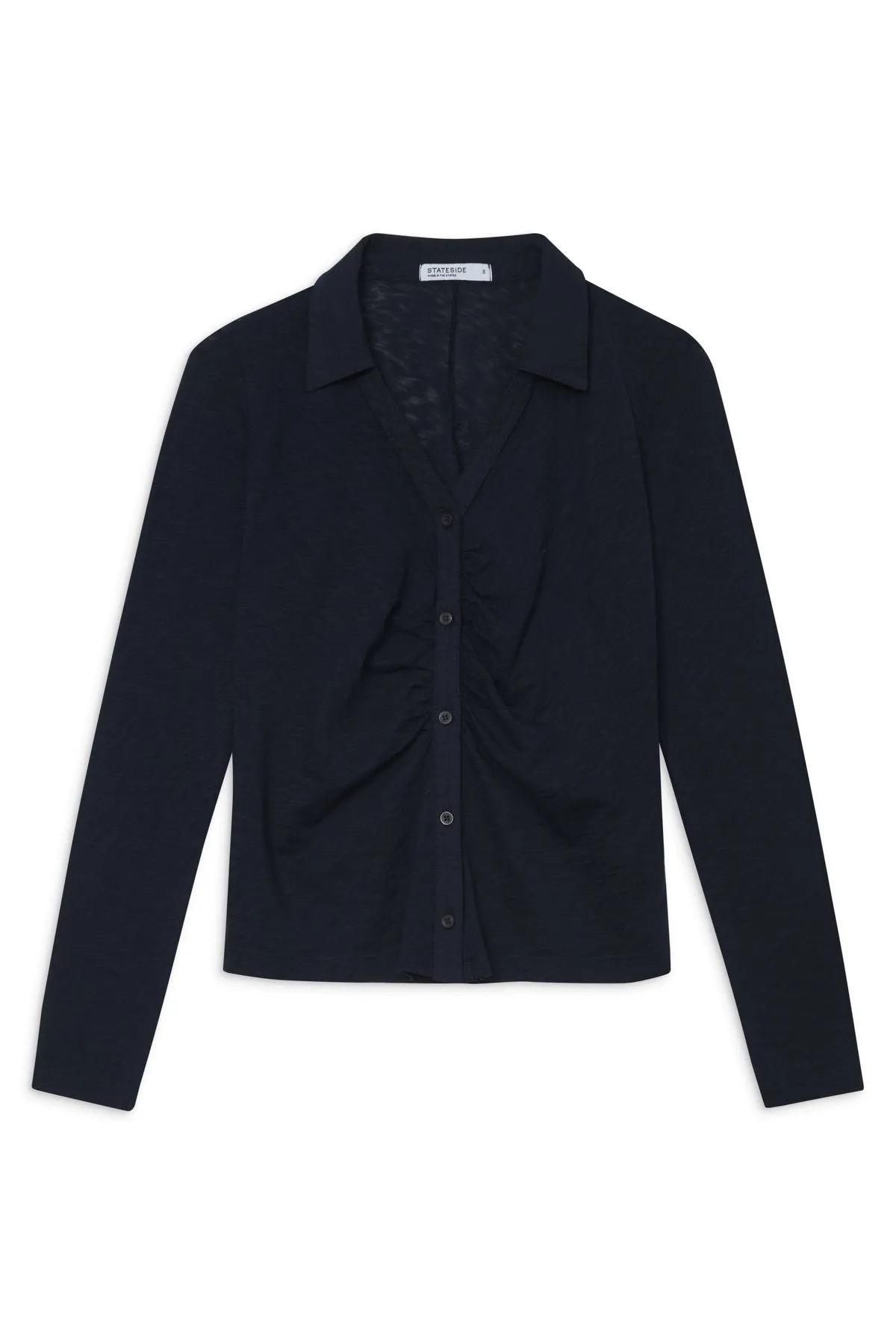 Stateside Supima Slub Ruched Front Shirt in New Navy sold by Bailey 44