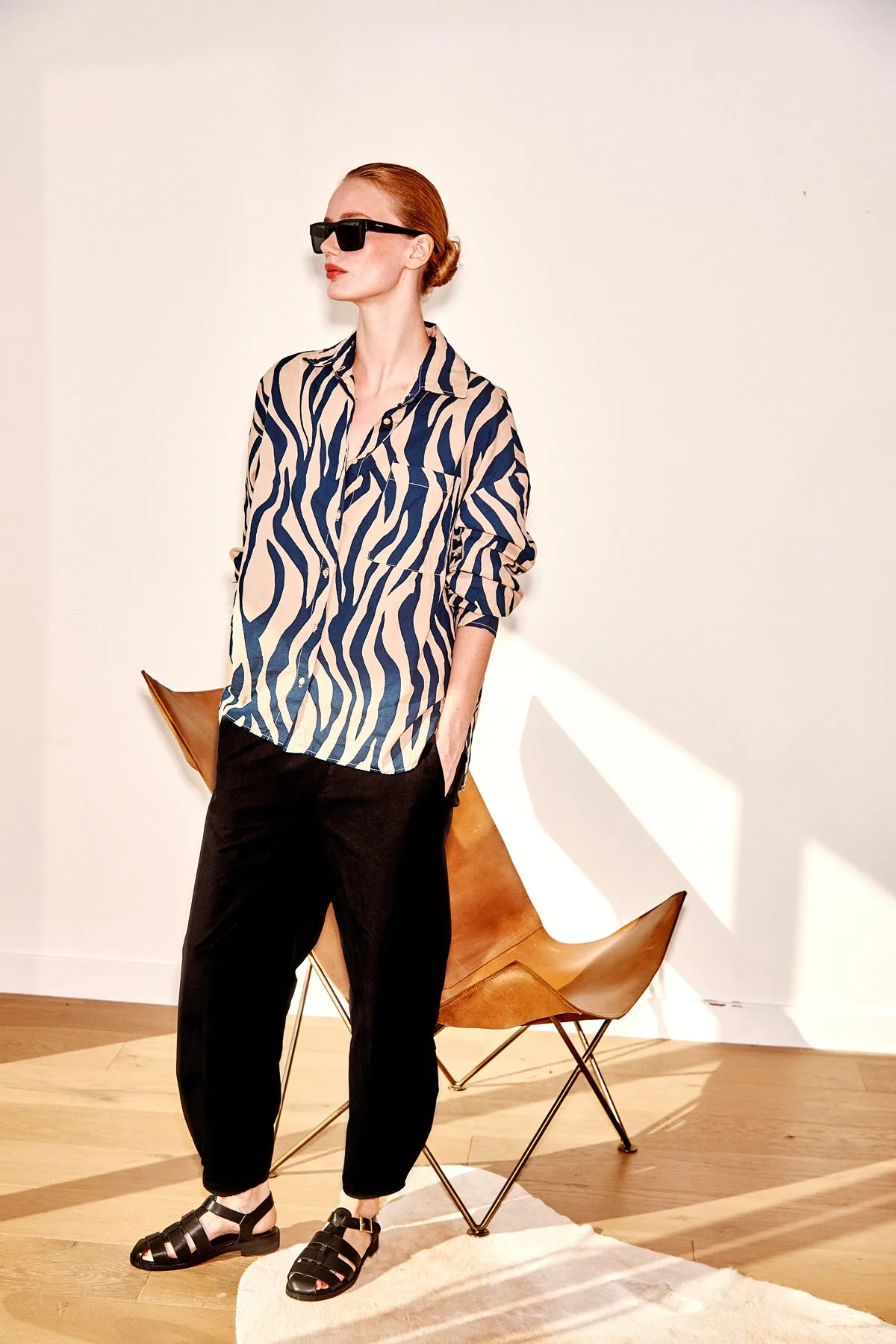 Stateside Zebra Voile Oversized Shirt in Almond sold by Bailey 44 product image thumbnail 2