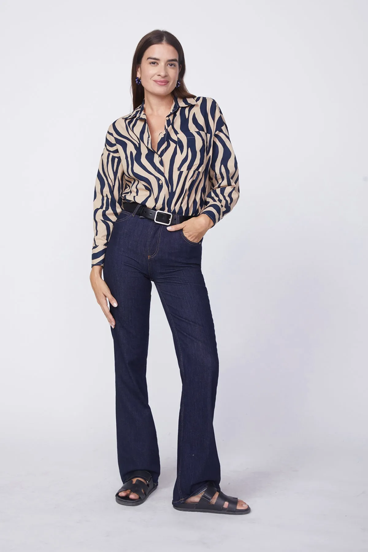 Stateside Zebra Voile Oversized Shirt in Almond sold by Bailey 44 product image thumbnail 3