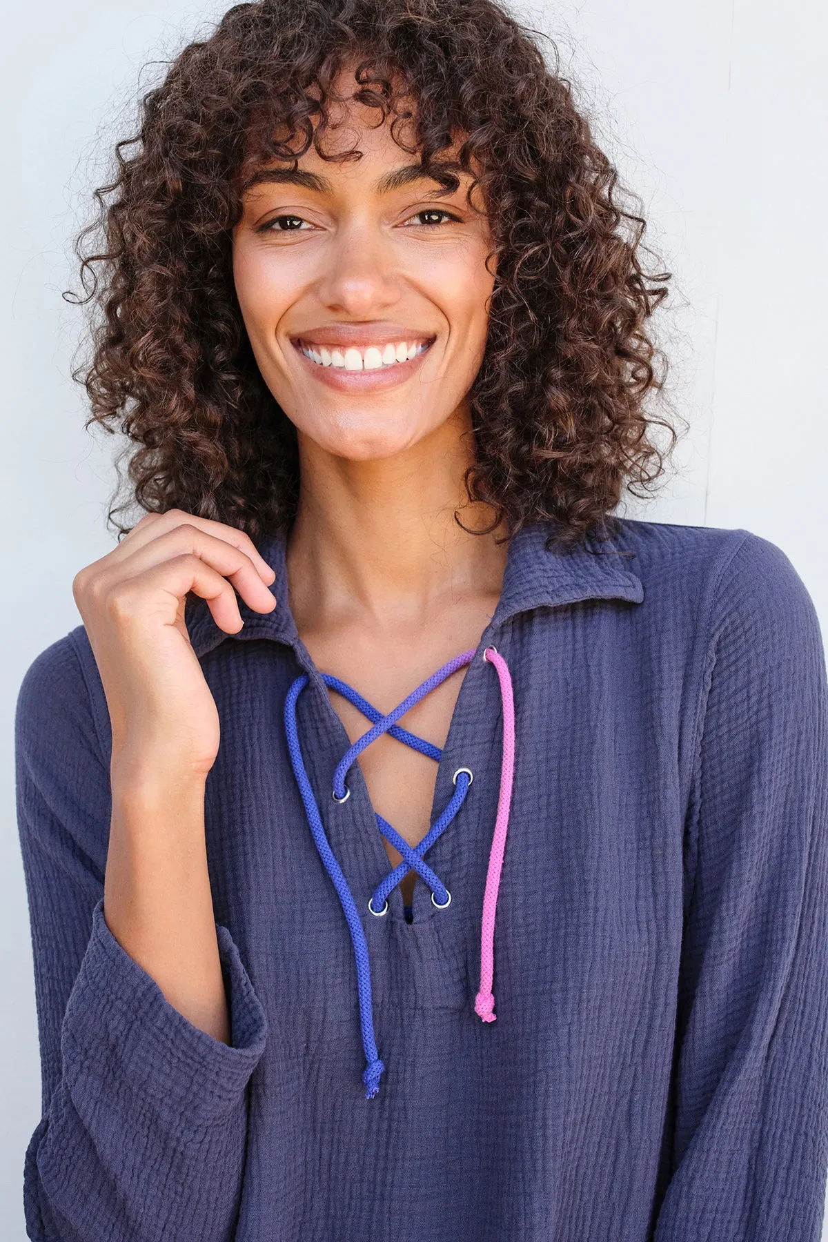 Sundry Mini Lace Up Dress in Navy sold by Bailey 44 product image thumbnail 4