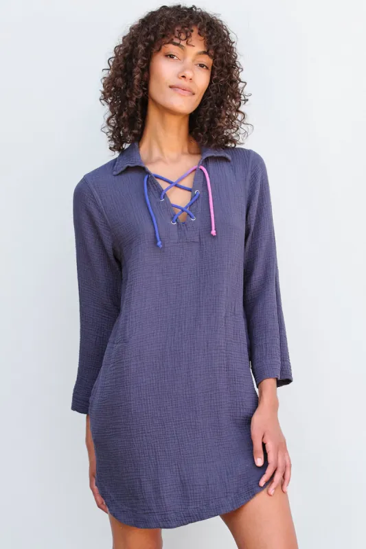 Sundry Mini Lace Up Dress in Navy sold by Bailey 44