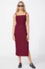 Stateside Luxe 2x1 Rib Side Slit Midi Skirt in Bordeaux sold by Bailey 44