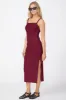 Stateside Luxe 2x1 Rib Side Slit Midi Skirt in Bordeaux sold by Bailey 44