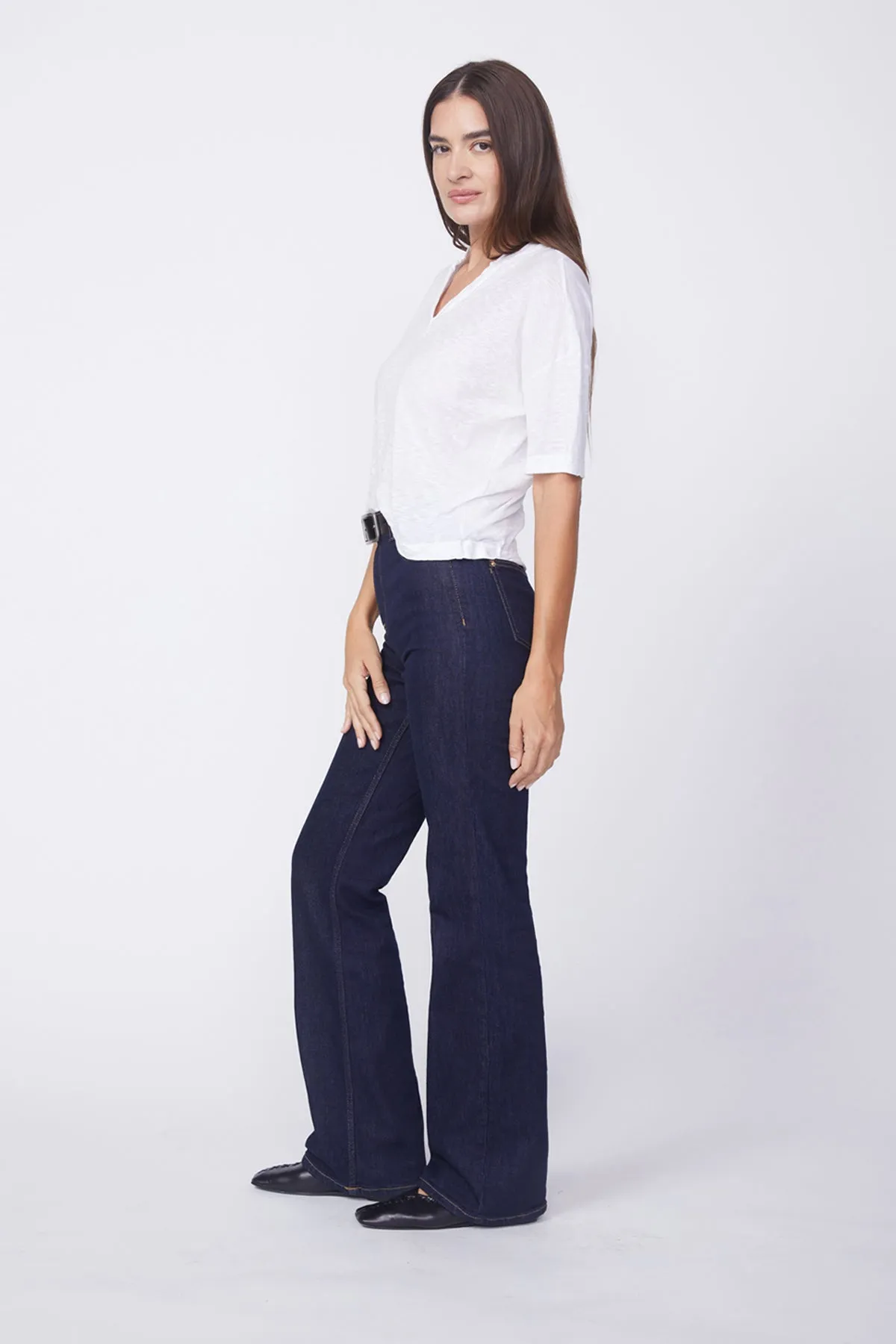 Stateside Supima Slub Short Sleeve Boxy Henley in White sold by Bailey 44 product image thumbnail 2