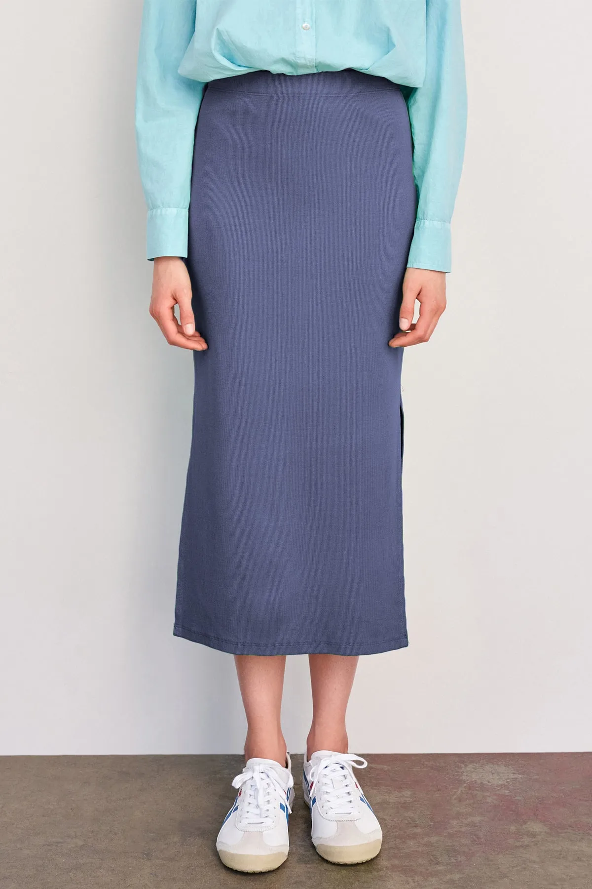 Sundry Long Skirt with Side Slits in Navy sold by Bailey 44