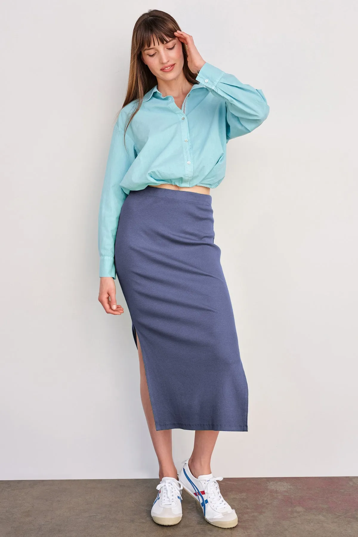 Sundry Long Skirt with Side Slits in Navy sold by Bailey 44 product image thumbnail 3