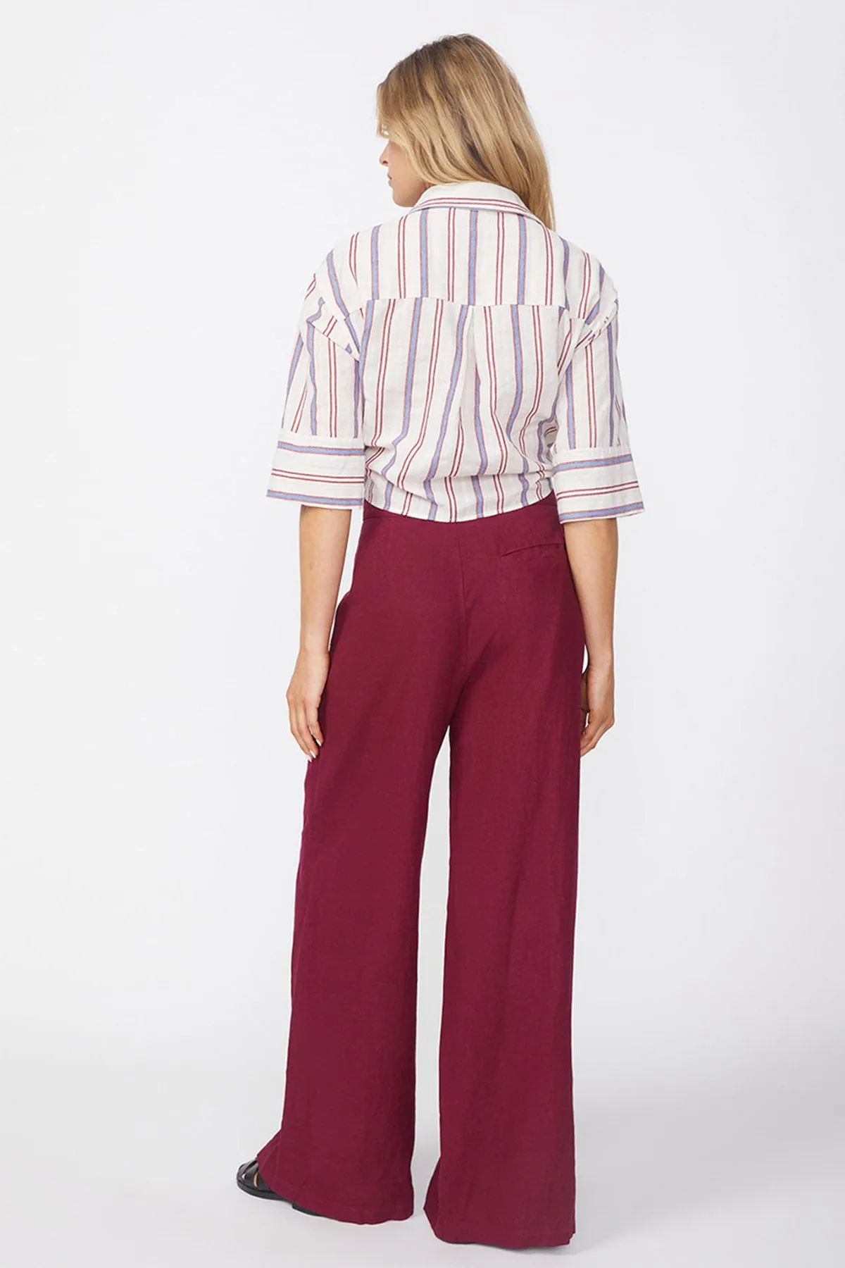 Stateside Linen Wide Leg Trouser in Bordeaux sold by Bailey 44 product image thumbnail 4