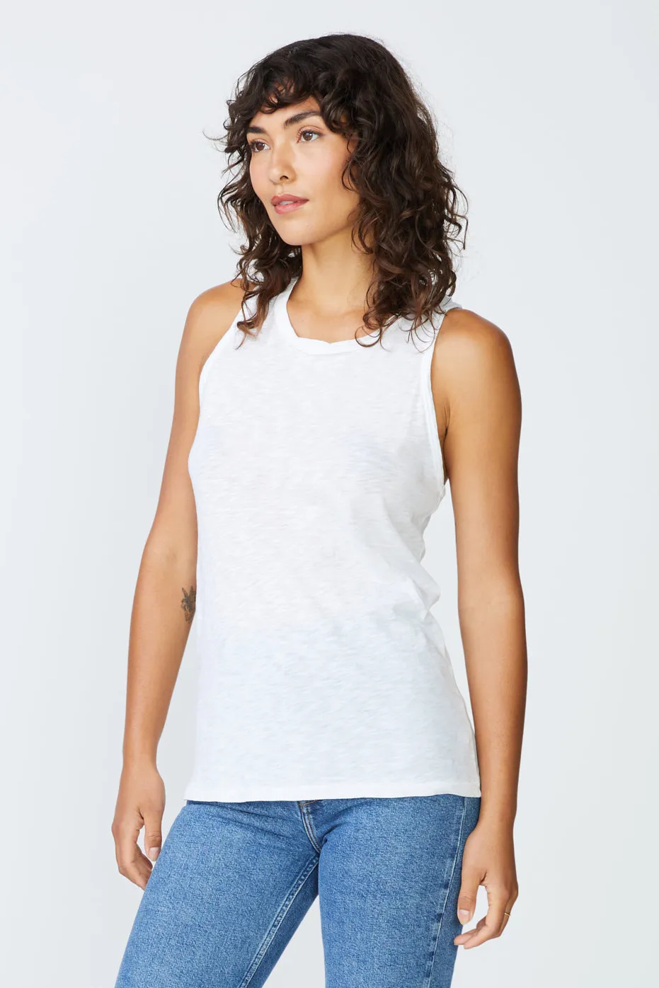 Stateside Supima Slub Jersey Racerback Tank Top in White sold by Bailey 44 product image thumbnail 2