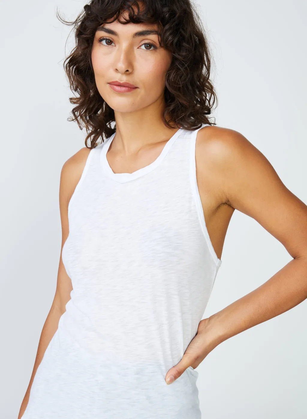 Stateside Supima Slub Jersey Racerback Tank Top in White sold by Bailey 44 product image thumbnail 5