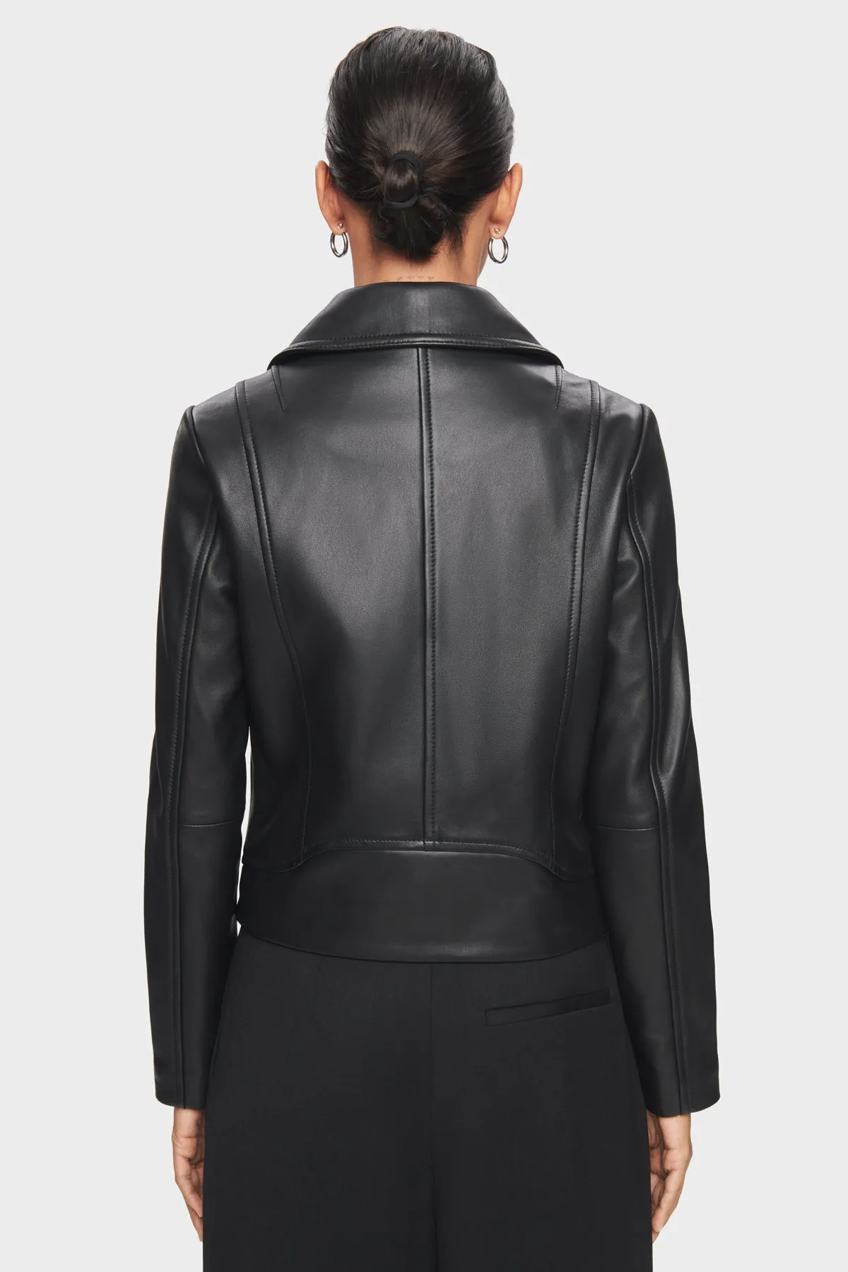 DSTLD Women's Leather Biker Jacket in Black with Silver Hardware sold by Bailey 44 product image thumbnail 4