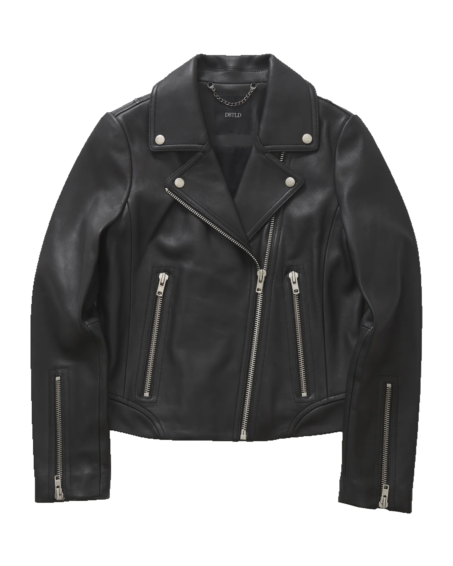 DSTLD Women's Leather Biker Jacket in Black with Silver Hardware sold by Bailey 44 product image thumbnail 5