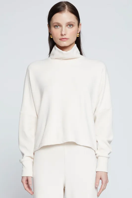 Stateside Honeyluxe Flatback Rib Dropped Dolman Top in Cream sold by Bailey 44