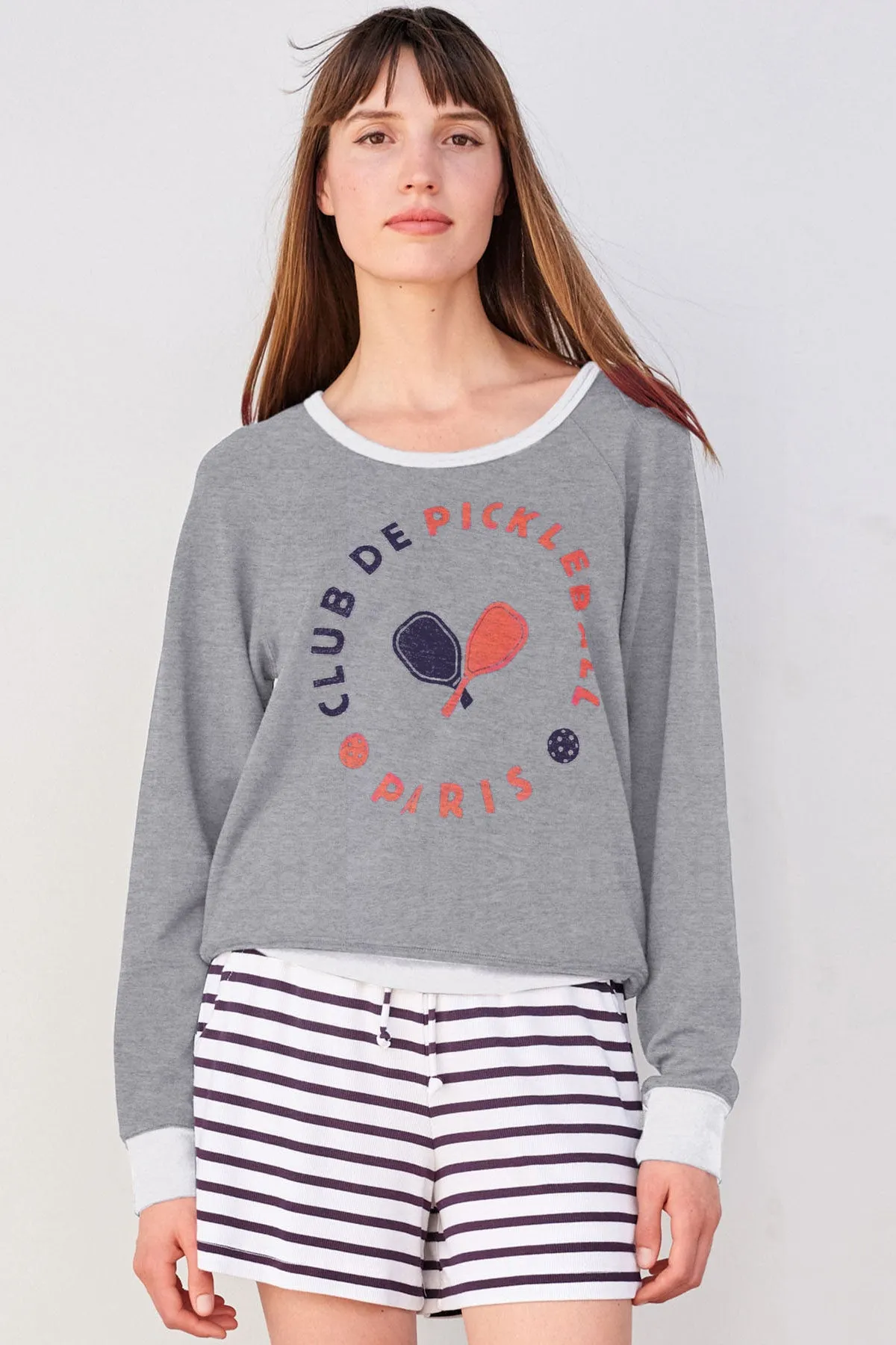 Sundry Club Pickleball Sweatshirt in Heather Grey sold by Bailey 44