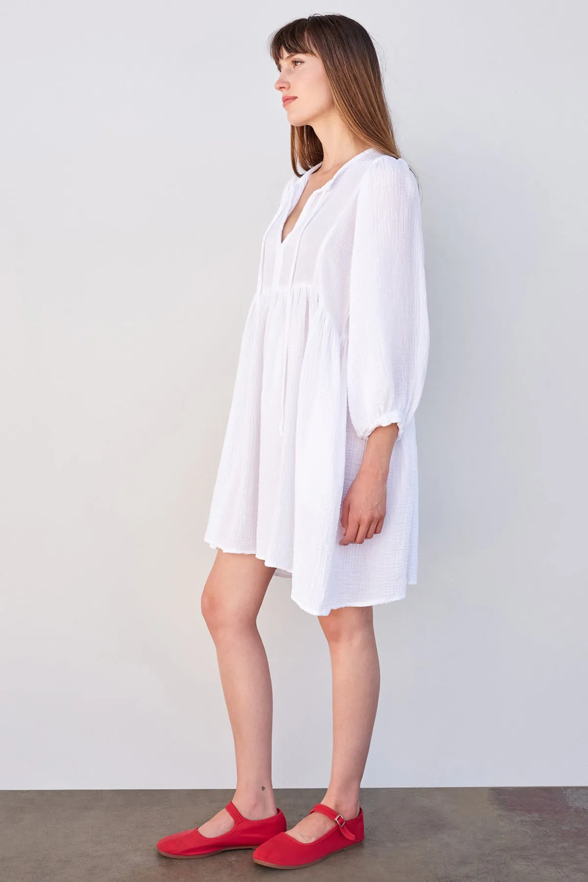 Sundry Mini Blouson Sleeve Dress in White sold by Bailey 44 product image thumbnail 2