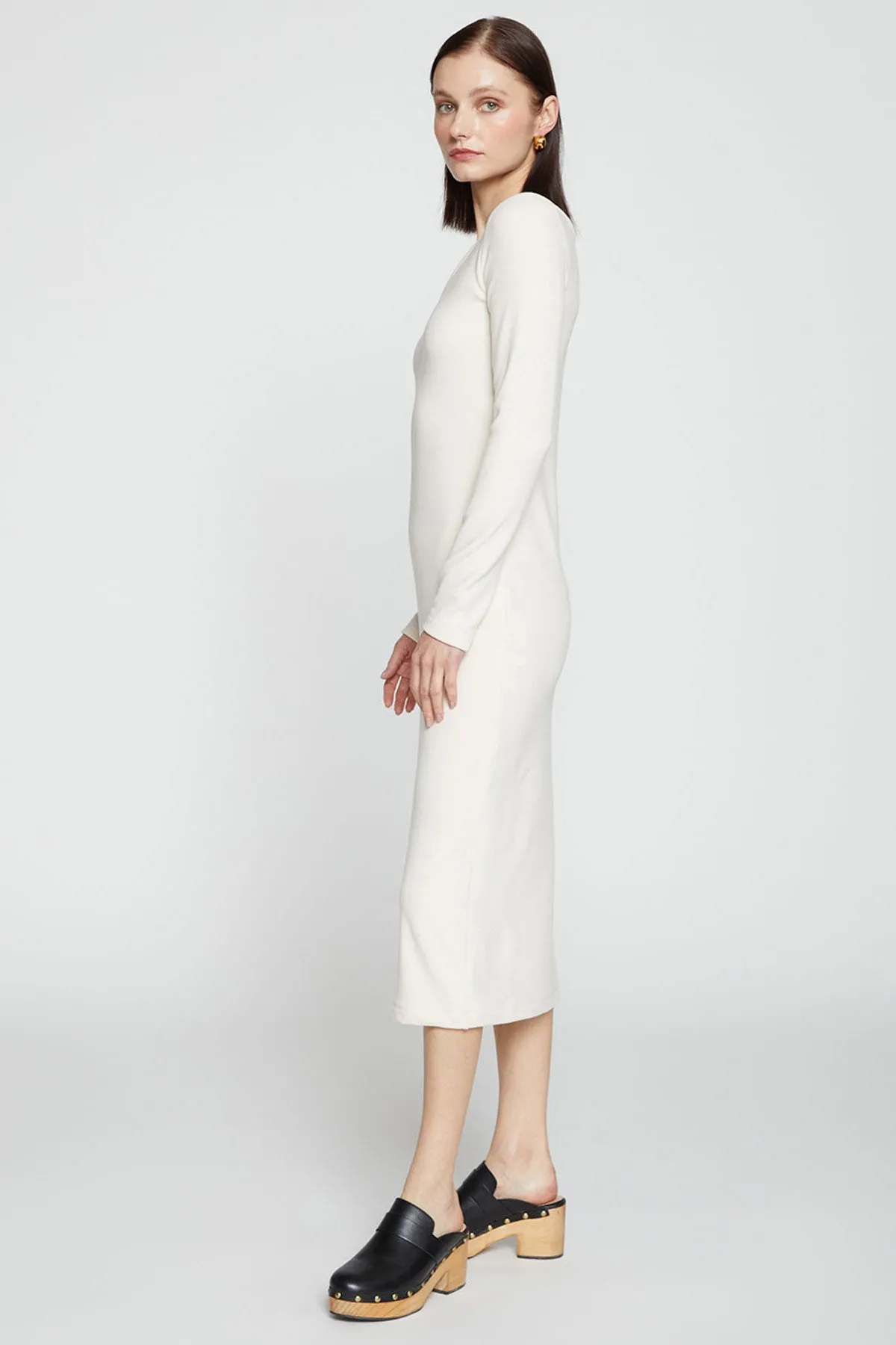 Stateside Honeyluxe Flatback Rib Double V-Neck Dress in Cream sold by Bailey 44 product image thumbnail 4