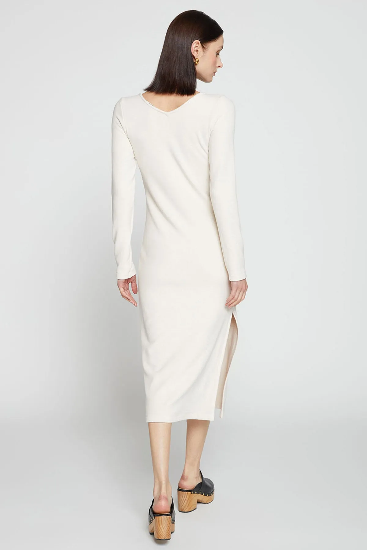 Stateside Honeyluxe Flatback Rib Double V-Neck Dress in Cream sold by Bailey 44 product image thumbnail 5