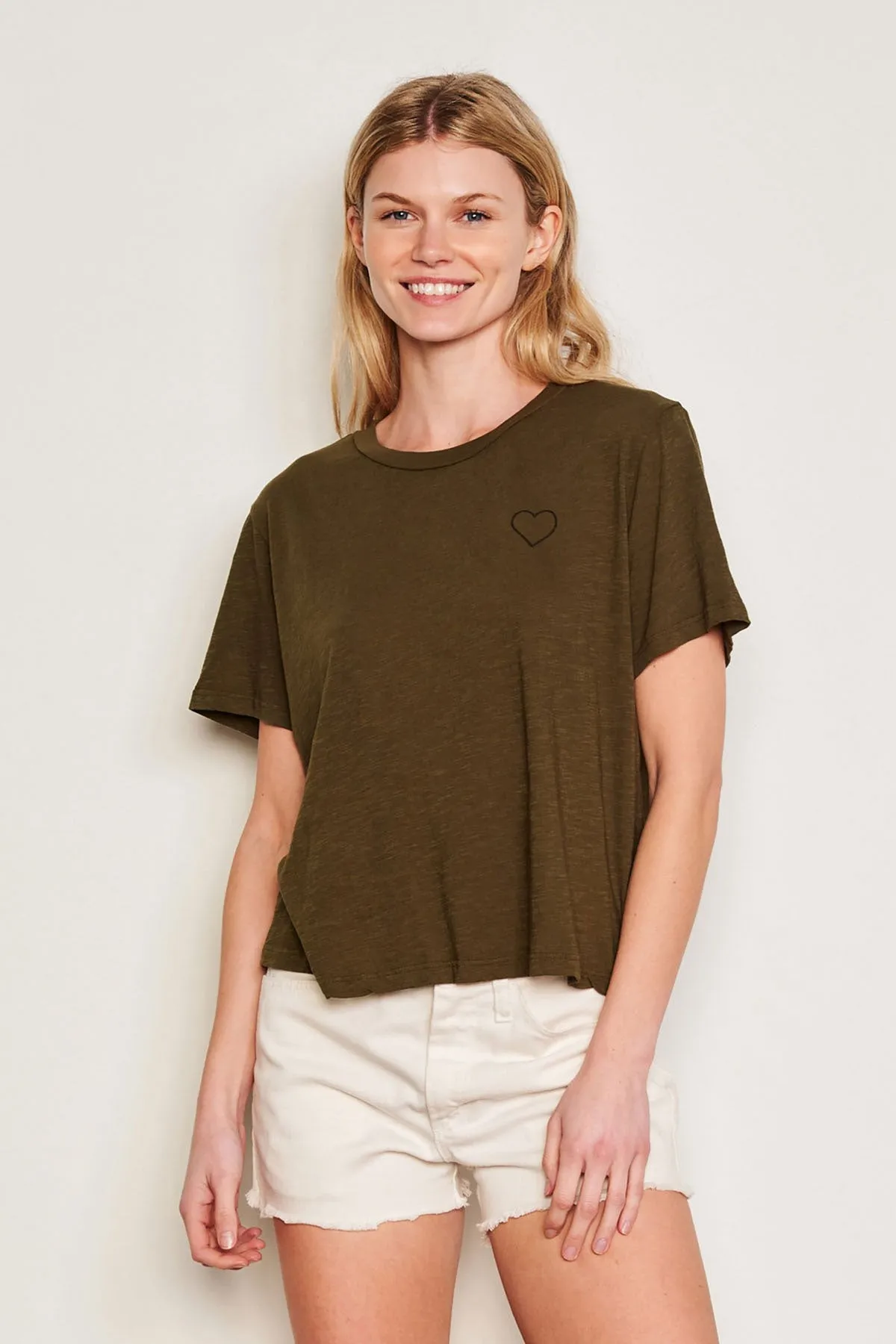 Sundry Les Femmes Crew Neck Tee in Olive sold by Bailey 44 product image thumbnail 2