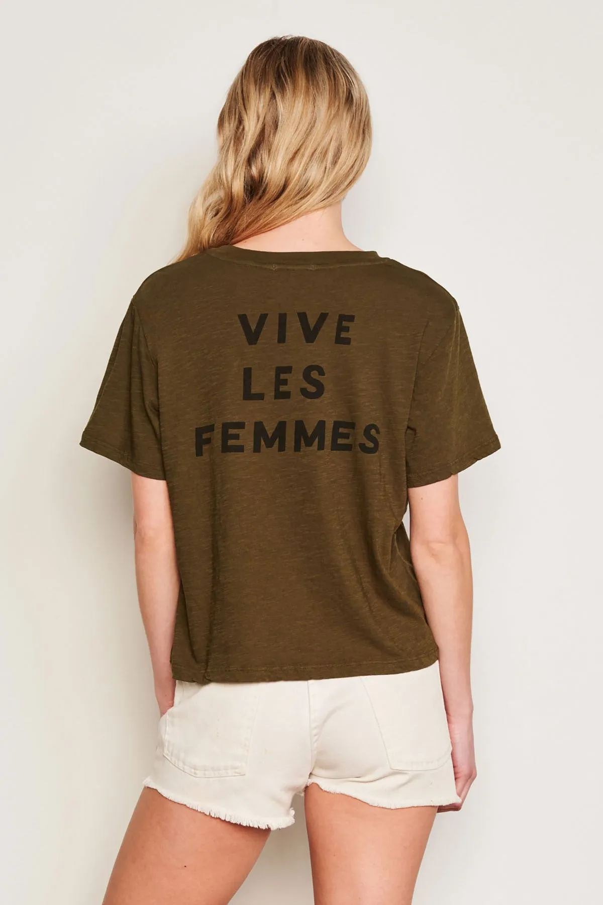 Sundry Les Femmes Crew Neck Tee in Olive sold by Bailey 44 product image thumbnail 4
