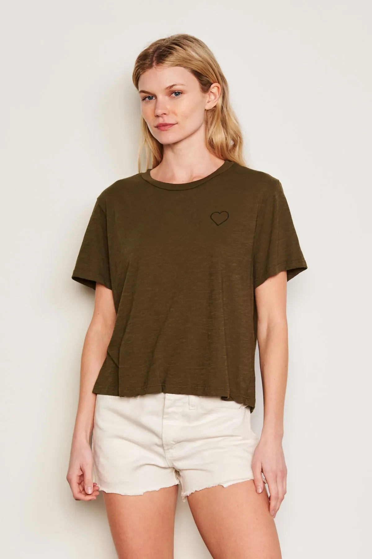 Sundry Les Femmes Crew Neck Tee in Olive sold by Bailey 44