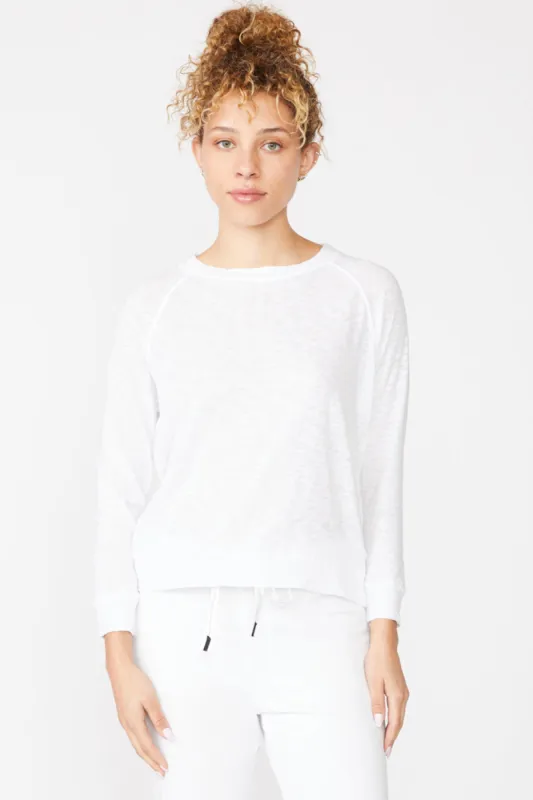 Supima Slub Jersey Sweatshirt Tee in White sold by Bailey 44