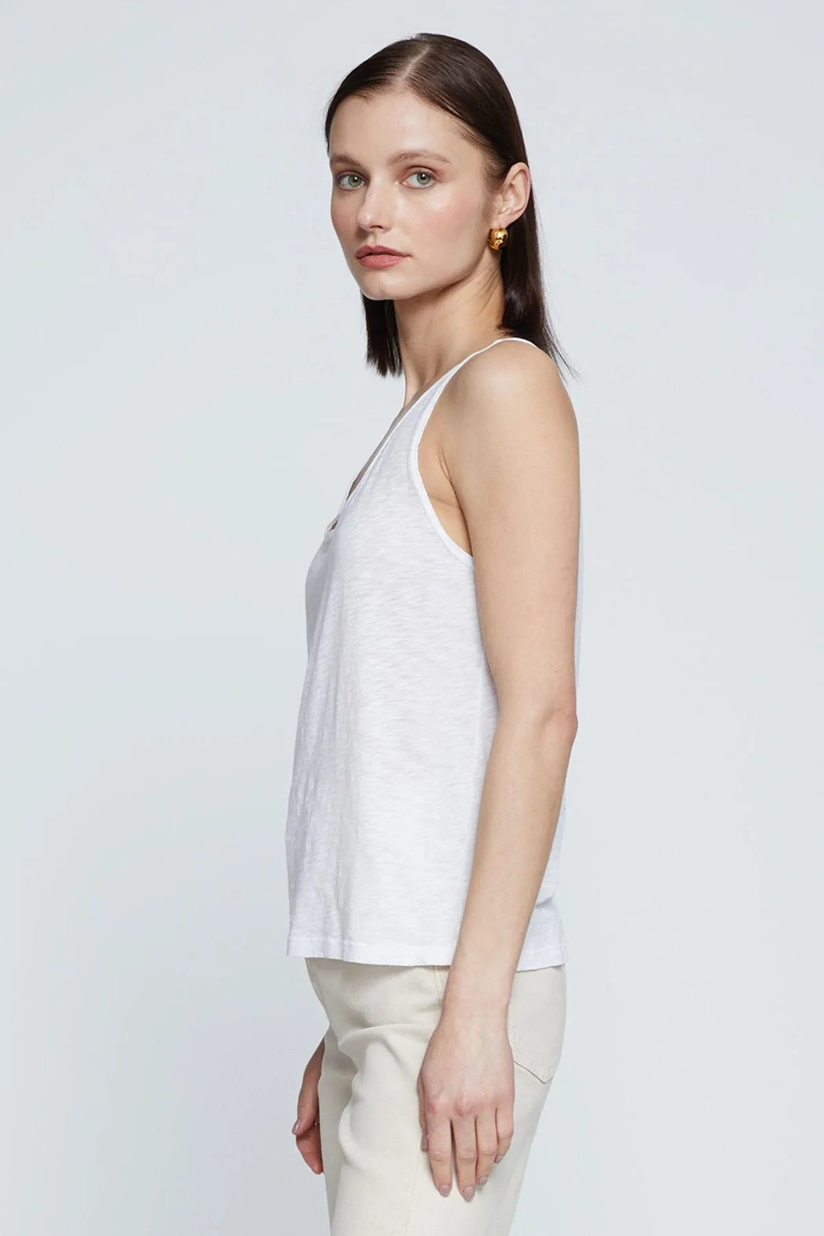 Stateside Supima Slub Scooped Tank in White sold by Bailey 44 product image thumbnail 3