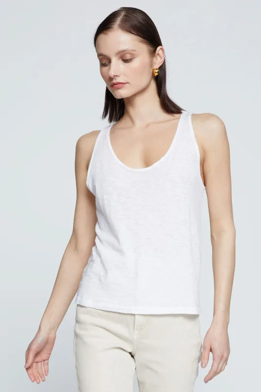 Stateside Supima Slub Scooped Tank in White sold by Bailey 44