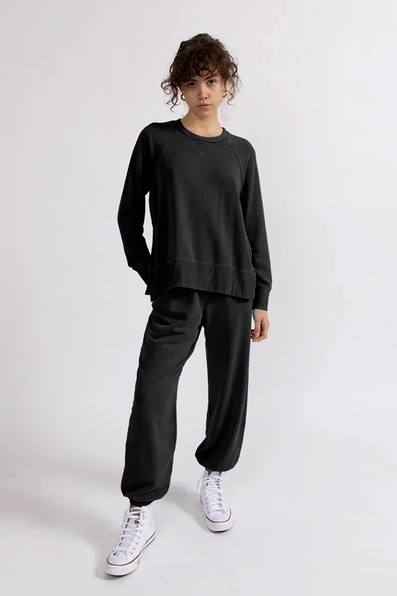 Stateside Softest Fleece Raglan Side Slit Sweatshirt in Black sold by Bailey 44