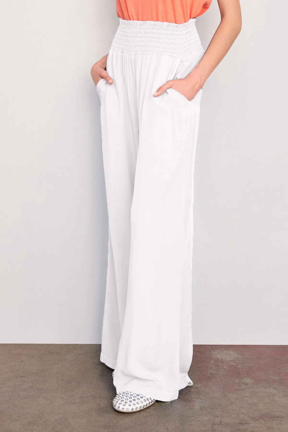 Sundry Smock Waist Wide Leg Pant in White sold by Bailey 44 product image thumbnail 2